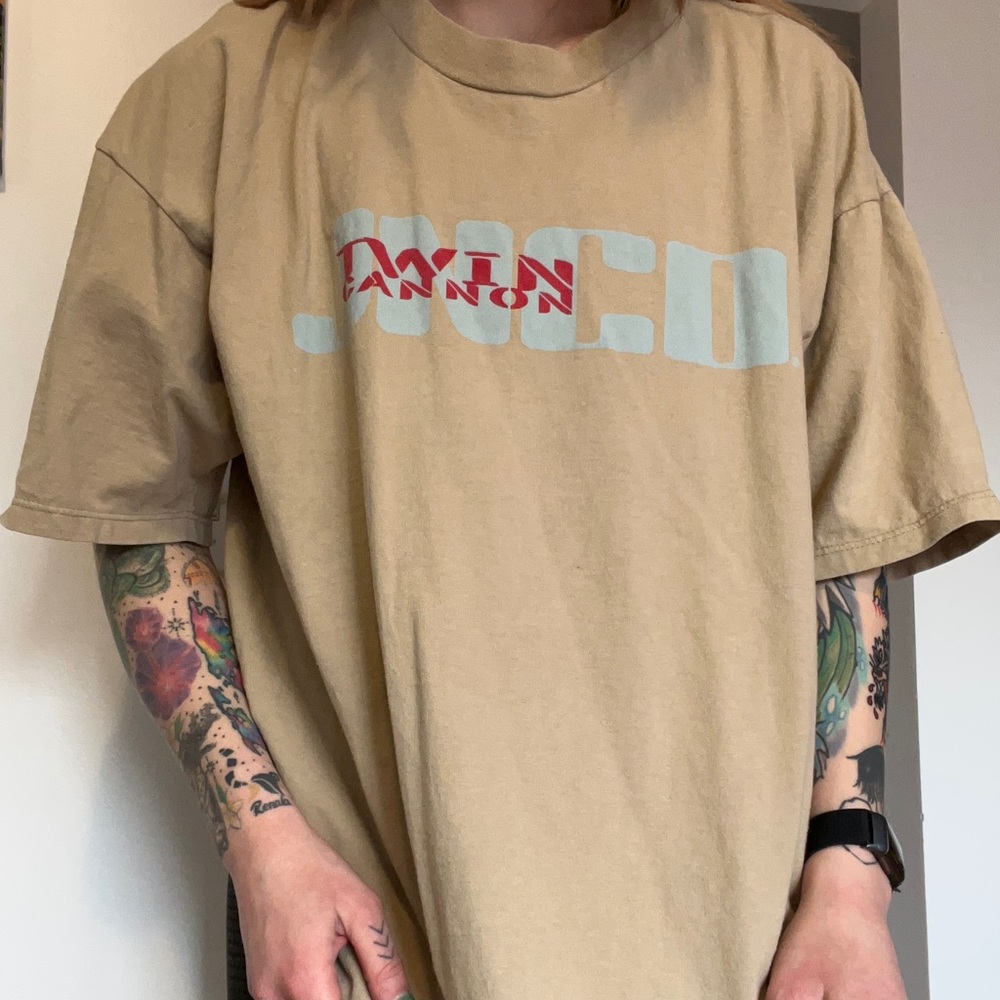 Tan blue and red JNCO graphic tee. Size XL